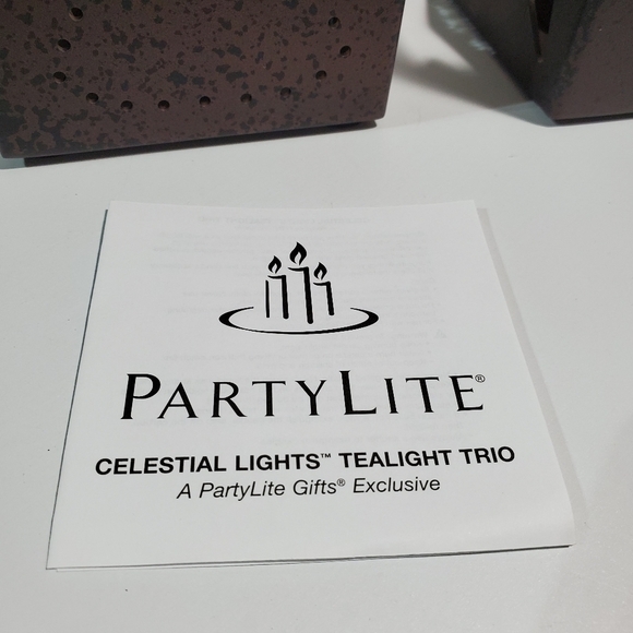 NIB Retired Partylite Celestial Lights Tealight Trio Metal glass candle holders - Picture 3 of 14
